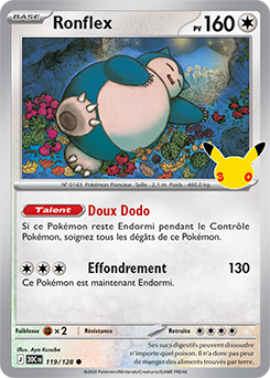 Carte Pokémon Communes Ronflex 119/128 de la série 30e Anniversaire
