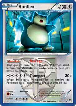 Carte Pokémon Rare Ronflex 101/135 de la série Tempête Plasma