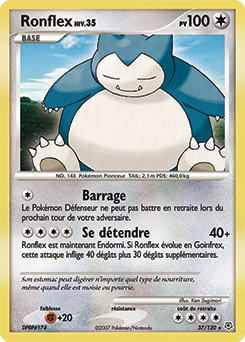 Carte Pokémon Rare Ronflex 37/130 de la série Diamant & Perle