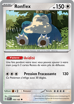 Carte Pokémon Ronflex 143/165 de la série 151 en vente au meilleur prix