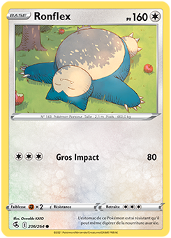 Carte Pokémon Communes Ronflex 206/264 de la série Poing de Fusion