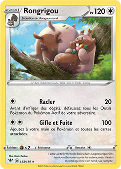Carte Pokémon Rongrigou 153/189 de la série Ténèbres Embrasées en vente au meilleur prix