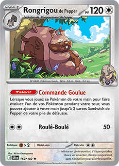 Carte Pokémon Rare Rongrigou de Pepper 159/182 de la série Rivalités Destinées