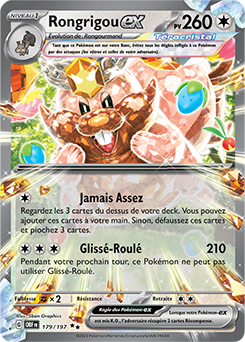 Carte Pokémon Double rare Rongrigou ex 179/197 de la série Flammes Obsidiennes