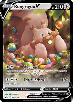 Carte Pokémon Ultra rare V Rongrigou V 120/159 de la série Zénith Suprême