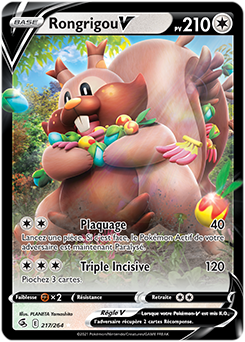 Carte Pokémon Ultra rare V Rongrigou V 217/264 de la série Poing de Fusion