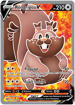 Carte Pokémon Full Art V Rongrigou V 256/264 de la série Poing de Fusion