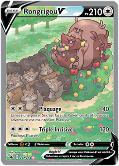 Carte Pokémon Full Art V Rongrigou V 257/264 de la série Poing de Fusion