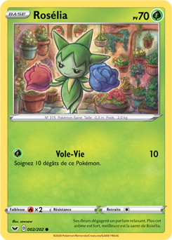 Carte Pokémon Commune Rosélia 2/202 de la série Épée et Bouclier