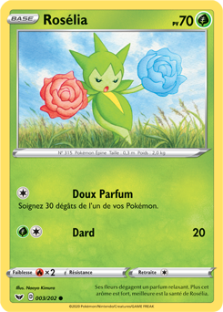 Carte Pokémon Commune Rosélia 3/202 de la série Épée et Bouclier