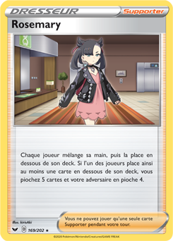 Carte Pokémon Rosemary 169/202 de la série Épée et Bouclier en vente au meilleur prix