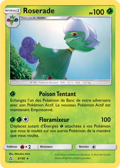 Carte Pokémon Rare Roserade 5/156 de la série Ultra Prisme