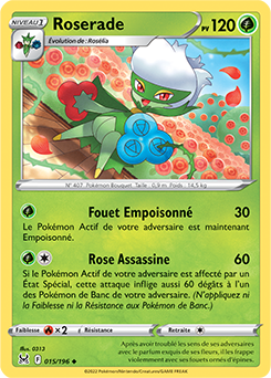 Carte Pokémon Peu commune Roserade 015/196 de la série Origine Perdue