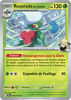 Carte Pokémon Rare Roserade de Cynthia 8/182 de la série Rivalités Destinées