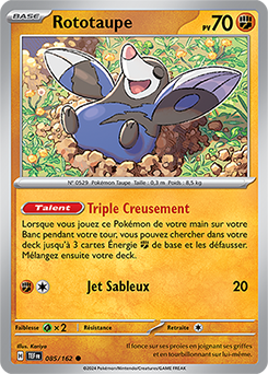 Carte Pokémon Rototaupe 85/162 de la série Forces Temporelles en vente au meilleur prix