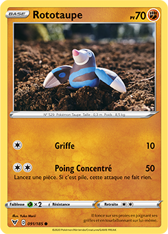 Carte Pokémon Rototaupe 091/185 de la série Voltage Éclatant en vente au meilleur prix