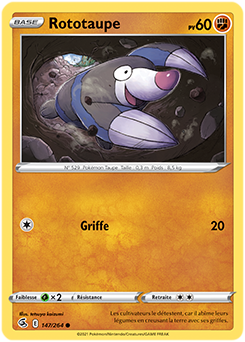 Carte Pokémon Rototaupe 147/264 de la série Poing de Fusion en vente au meilleur prix