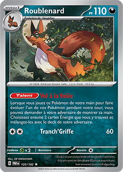 Carte Pokémon Rare Roublenard 120/182 de la série Faille Paradoxe
