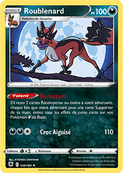 Carte Pokémon Rare Roublenard 104/189 de la série Astres Radieux