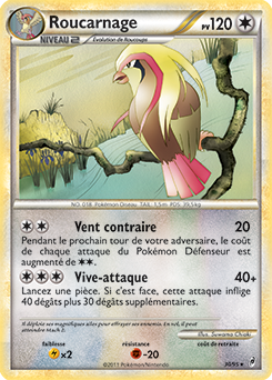 Carte Pokémon Rare Roucarnage 30/95 de la série Appel des Légendes