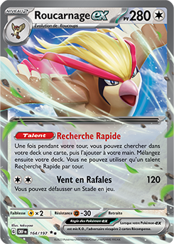 Carte Pokémon Double rare Roucarnage ex 164/197 de la série Flammes Obsidiennes