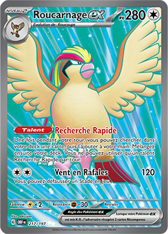 Carte Pokémon Ultra rare Roucarnage ex 217/197 de la série Flammes Obsidiennes
