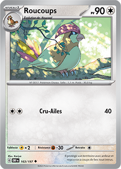 Carte Pokémon Peu commune Roucoups 163/197 de la série Flammes Obsidiennes