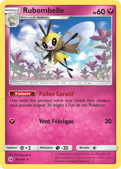 Carte Pokémon Holographique Rare Rubombelle 93/149 de la série Soleil & Lune
