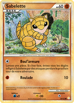 Carte Pokémon Sabelette 79/123 de la série HeartGold SoulSilver en vente au meilleur prix