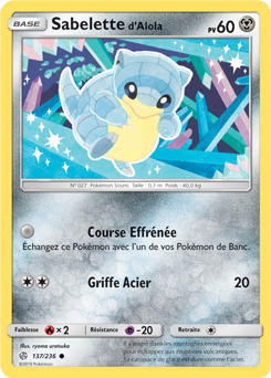 Carte Pokémon Sabelette d'Alola 137/236 de la série Éclipse Cosmique en vente au meilleur prix