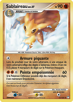 Carte Pokémon Peu commune Sablaireau 61/123 de la série Trésors Mystérieux