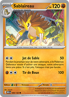 Carte Pokémon Communes Sablaireau 69/132 de la série Méga-Évolution