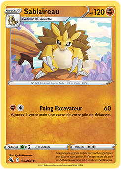 Carte Pokémon Sablaireau 132/264 de la série Poing de Fusion en vente au meilleur prix