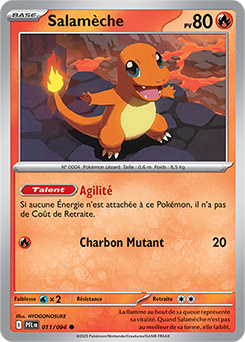 Carte Pokémon Communes Salamèche 11/94 de la série Flammes Fantasmagoriques
