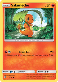 Carte Pokémon Salamèche 1/70 de la série Majesté des Dragons en vente au meilleur prix