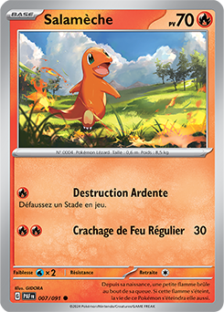 Carte Pokémon Salamèche 7/91 de la série Destinées de Paldea en vente au meilleur prix