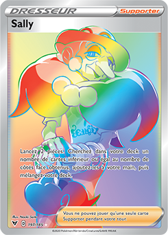 Carte Pokémon Secrète Rainbow Dresseur Sally 197/185 de la série Voltage Éclatant