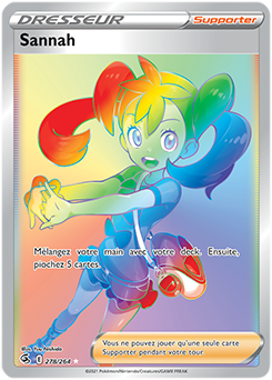 Carte Pokémon Rainbow Dresseur Sannah 278/264 de la série Poing de Fusion
