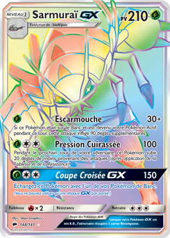 Carte Pokémon Secrète Rainbow GX Sarmuraï GX 148/147 de la série Ombres Ardentes