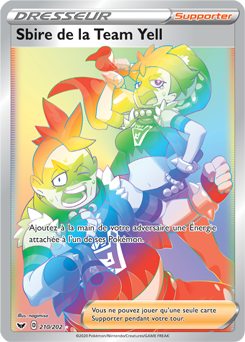 Carte Pokémon Secrète Rainbow Dresseur Sbire de la Team Yell 210/202 de la série Épée et Bouclier