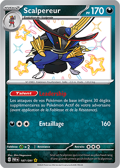 Carte Pokémon Scalpereur 187/91 de la série Destinées de Paldea en vente au meilleur prix