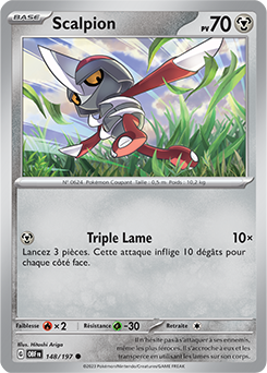 Carte Pokémon Scalpion 148/197 de la série Flammes Obsidiennes en vente au meilleur prix