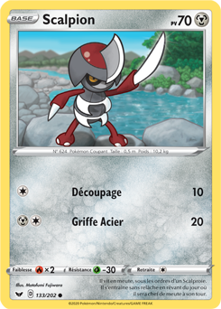 Carte Pokémon Scalpion 133/202 de la série Épée et Bouclier en vente au meilleur prix