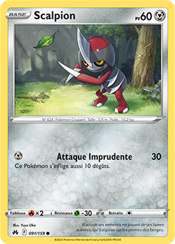 Carte Pokémon Scalpion 091/159 de la série Zénith Suprême en vente au meilleur prix