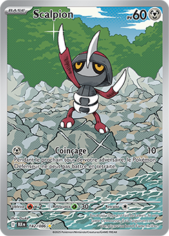 Carte Pokémon Illustration rare Scalpion 142/86 de la série Foudre Noire