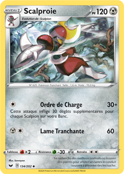 Carte Pokémon Scalproie 134/202 de la série Épée et Bouclier en vente au meilleur prix