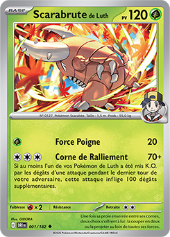 Carte Pokémon Peu commune Scarabrute de Luth 1/182 de la série Rivalités Destinées