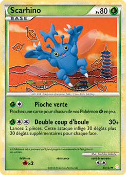Carte Pokémon Peu commune Scarhino 43/123 de la série HeartGold SoulSilver