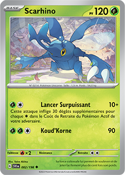 Carte Pokémon Scarhino 002/198 de la série Écarlate et Violet en vente au meilleur prix