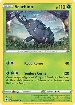 Carte Pokémon Communes Scarhino 008/189 de la série Astres Radieux